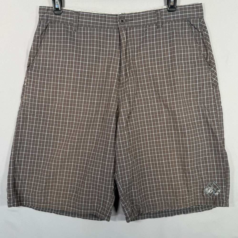 Billabong Men' 36x 11 Bermuda Chino shorts Blown‎ White Checkered 100% Cotton